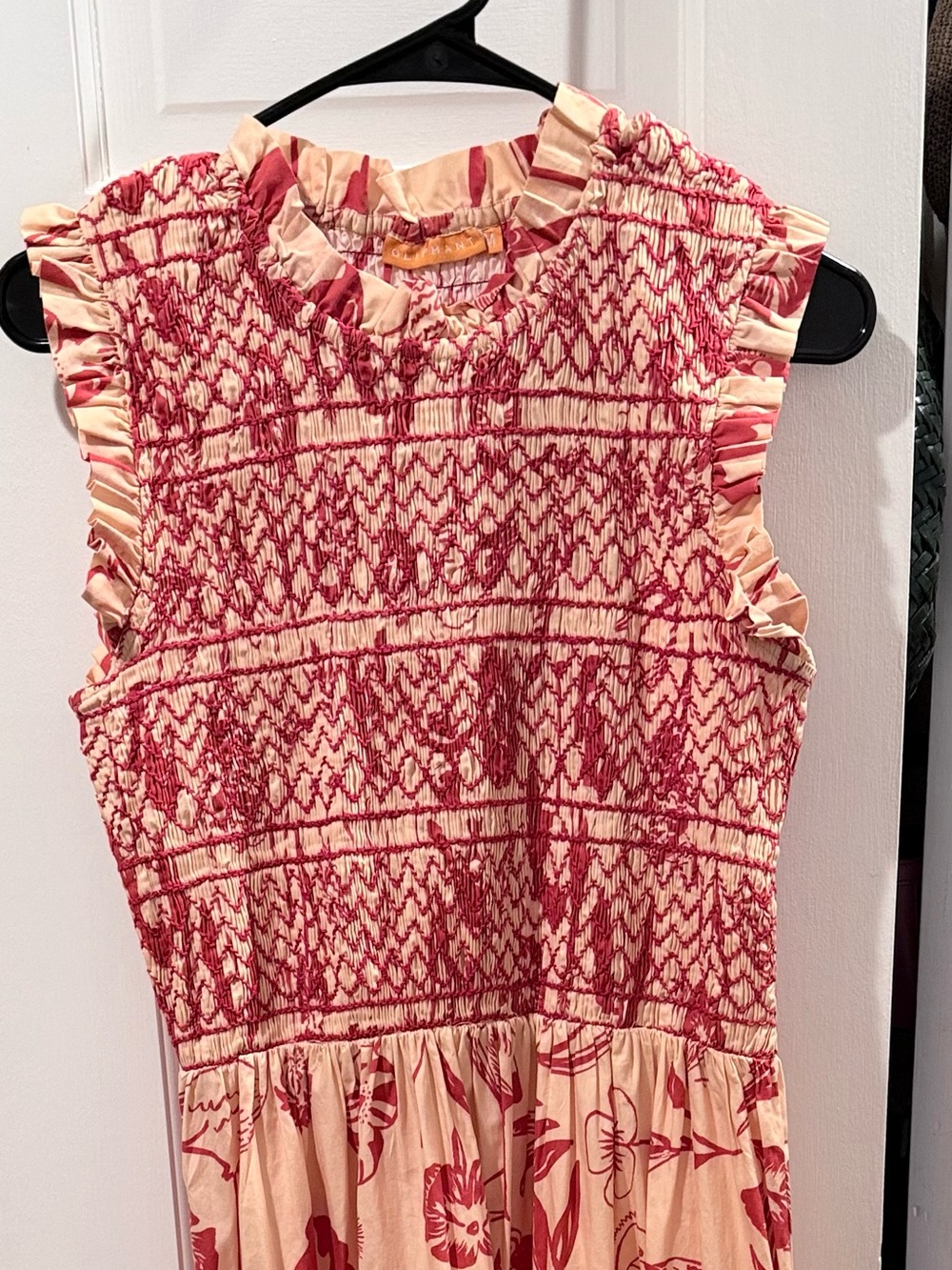 Oliphant sleeveless smocked maxi - Audubon red print | SIZE M | great condition